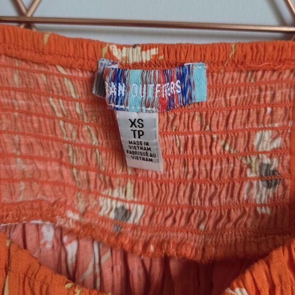 Urban Outfitters New Allie Orange Floral Tie Sleeve Blouse Shirt Womens SZ XS - Picture 11 of 13